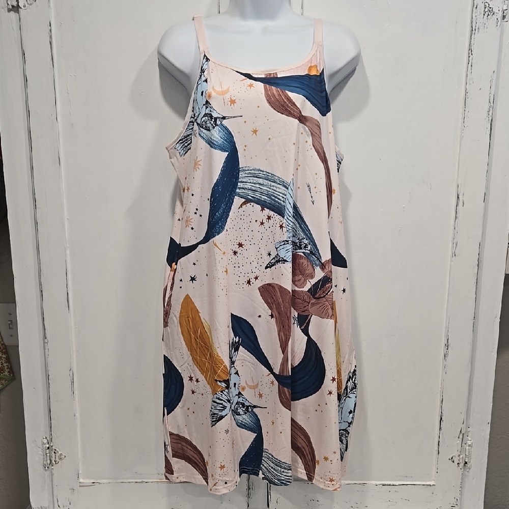 NWT BLOOMCHIC SLEEVELESS KNEE LENGTH PRINTED DRESS.   #6889